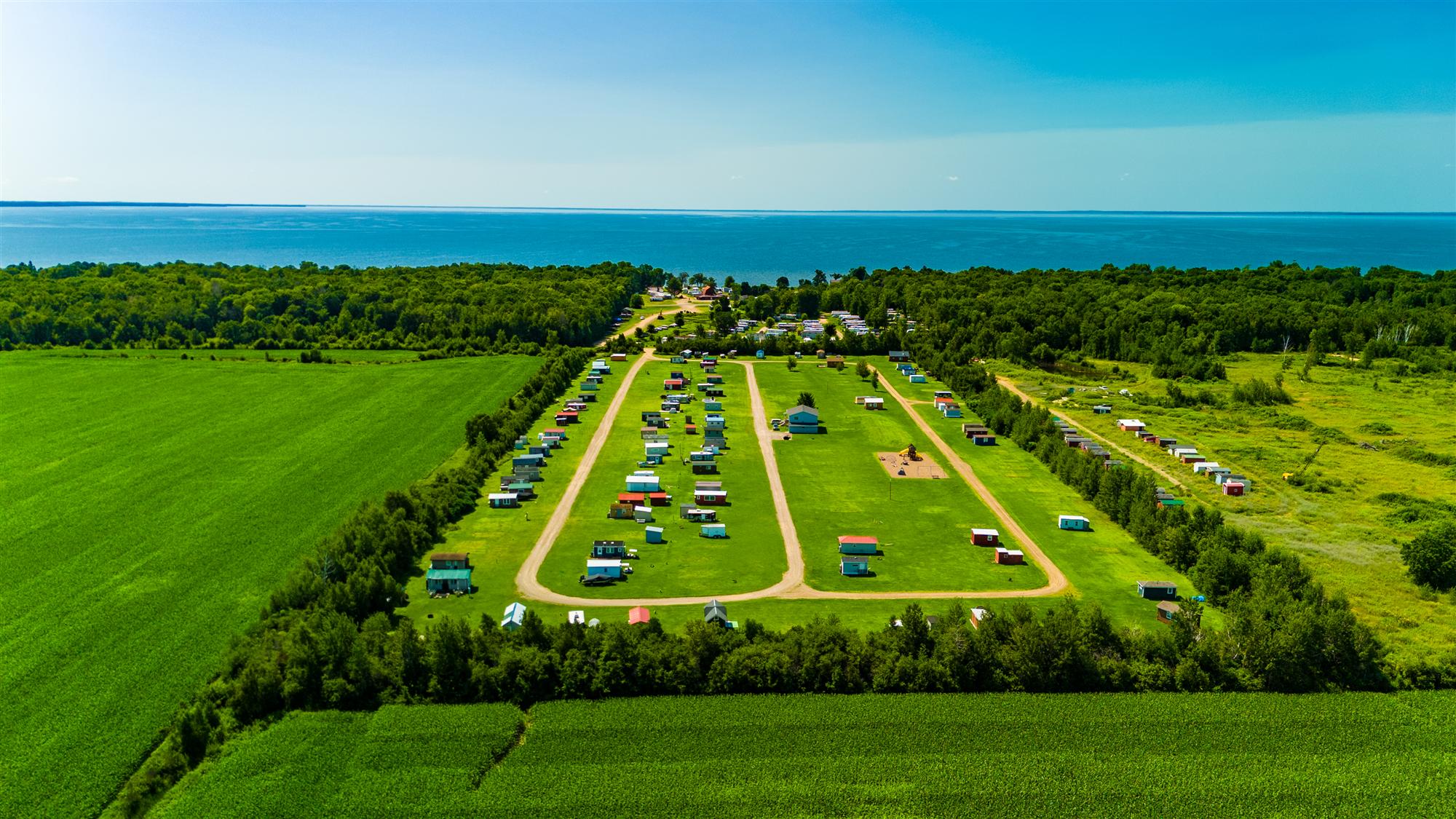 Fish house park at Barnacles Resort looking toward Mille Lacs Lake